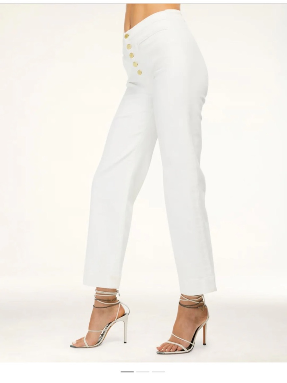 Ramy Brook Angela Cropped White Straight-Leg Button-Front Jeans